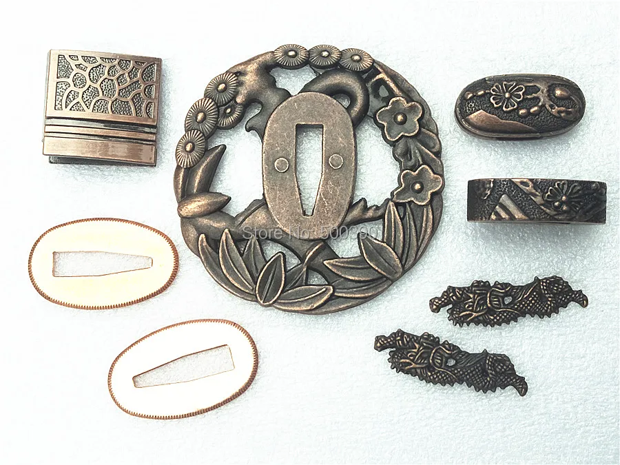 A Set Alloy Tsuba Accessory Fitting For Japanese Sword Samurai Katana |
