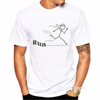 stick figure run sign print simple graphic t shirts summer mens t shirts funny white short sleeve top male camisetas hombre tee