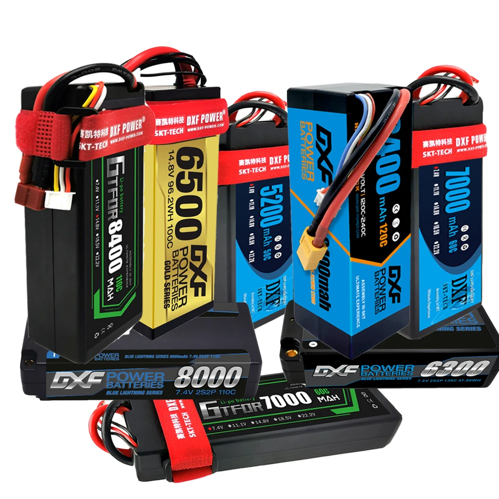 DXF-batería Lipo 2S 3S 4S, 7,4 V, 11,1 V, 14,8 V, 5200mah, 6500mah, 7000mah, 8400mah, 8000mah, 6750mah, para coche, camión, Buggy, Arrama Xxmax