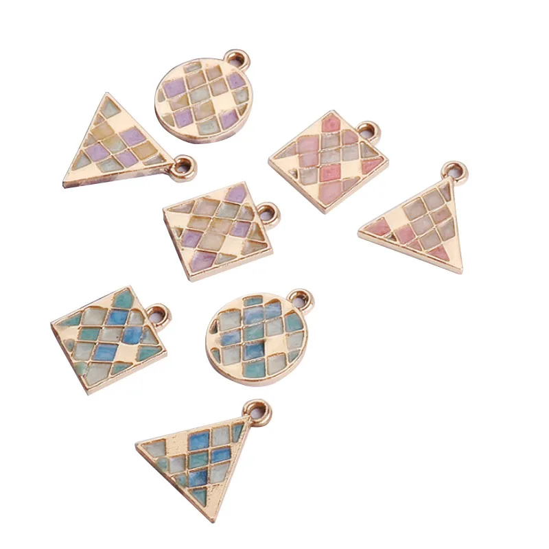 10 шт. Diy Ювелирные изделия небольшой свежий узор решетка треугольник круглые