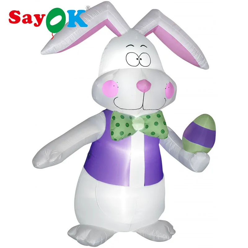 

Sayok White Lighting Inflatable Easter Decoration, Inflatable Rabbit with little Egg