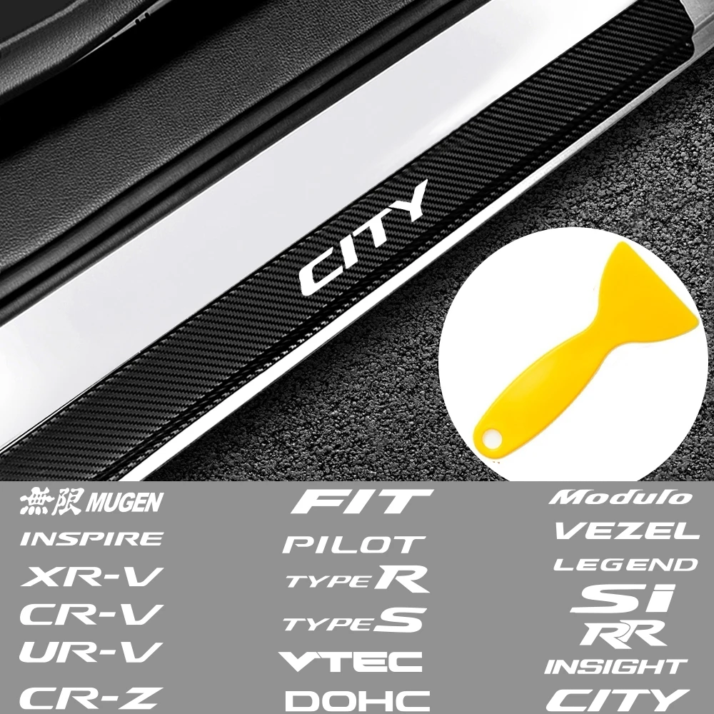 4 шт. порога углеродного волокна Защита Стикеры для Honda Mugen Civic XR V UR Dohc Vezel Легенда