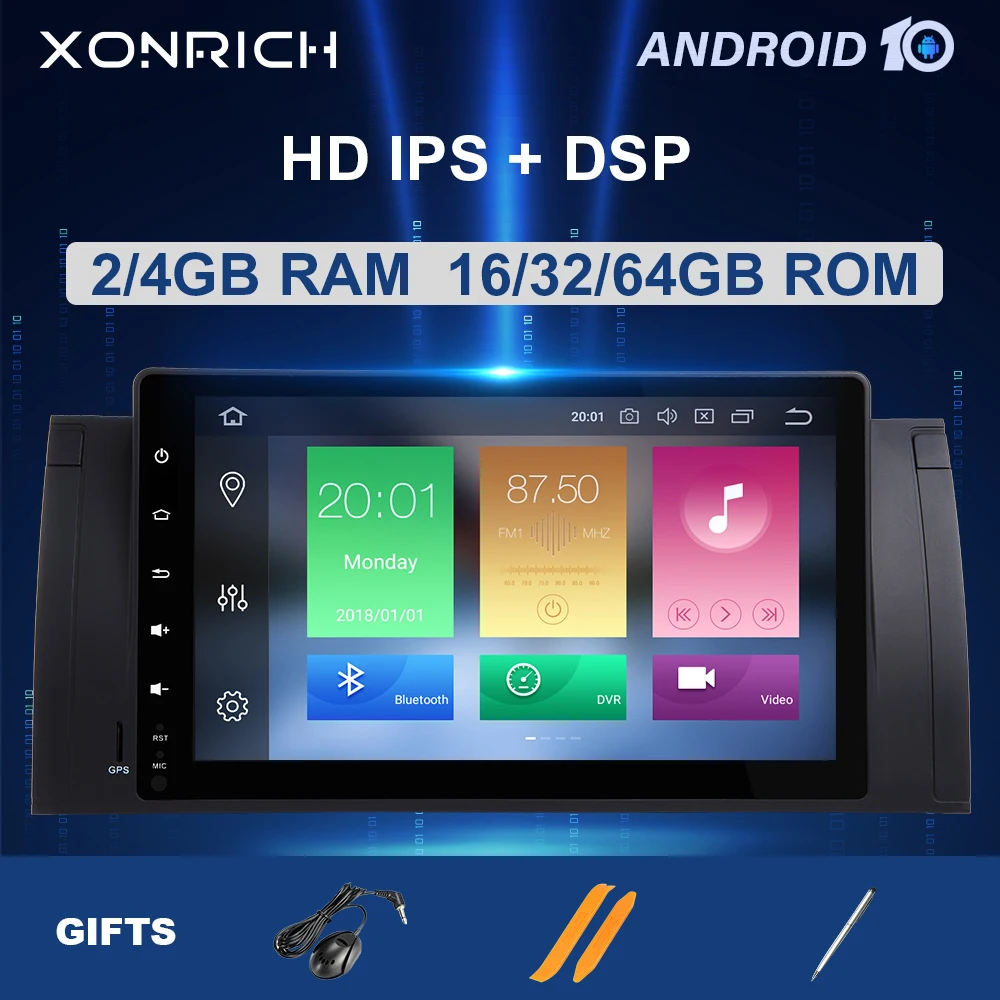 Автомагнитола DSP 4 Гб 2Din Android 10 для BMW X5 E53 E39 мультимедийная аудиосистема GPS