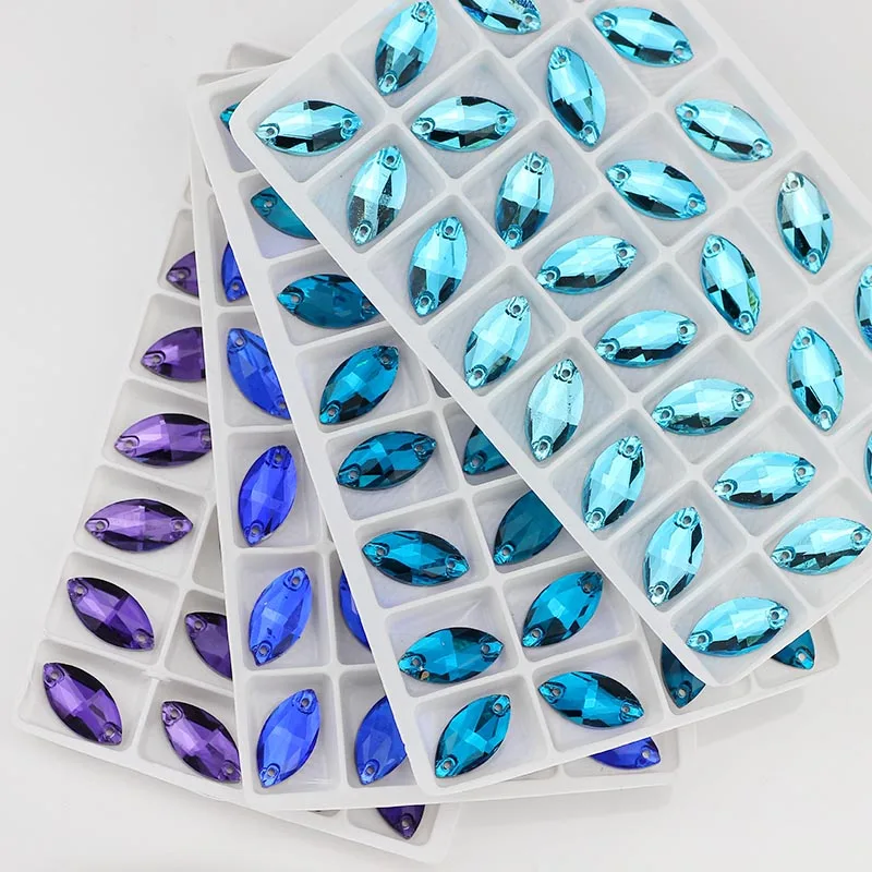 Все размеры все цвета Navette стразы с кристаллами плоской задней поверхностью