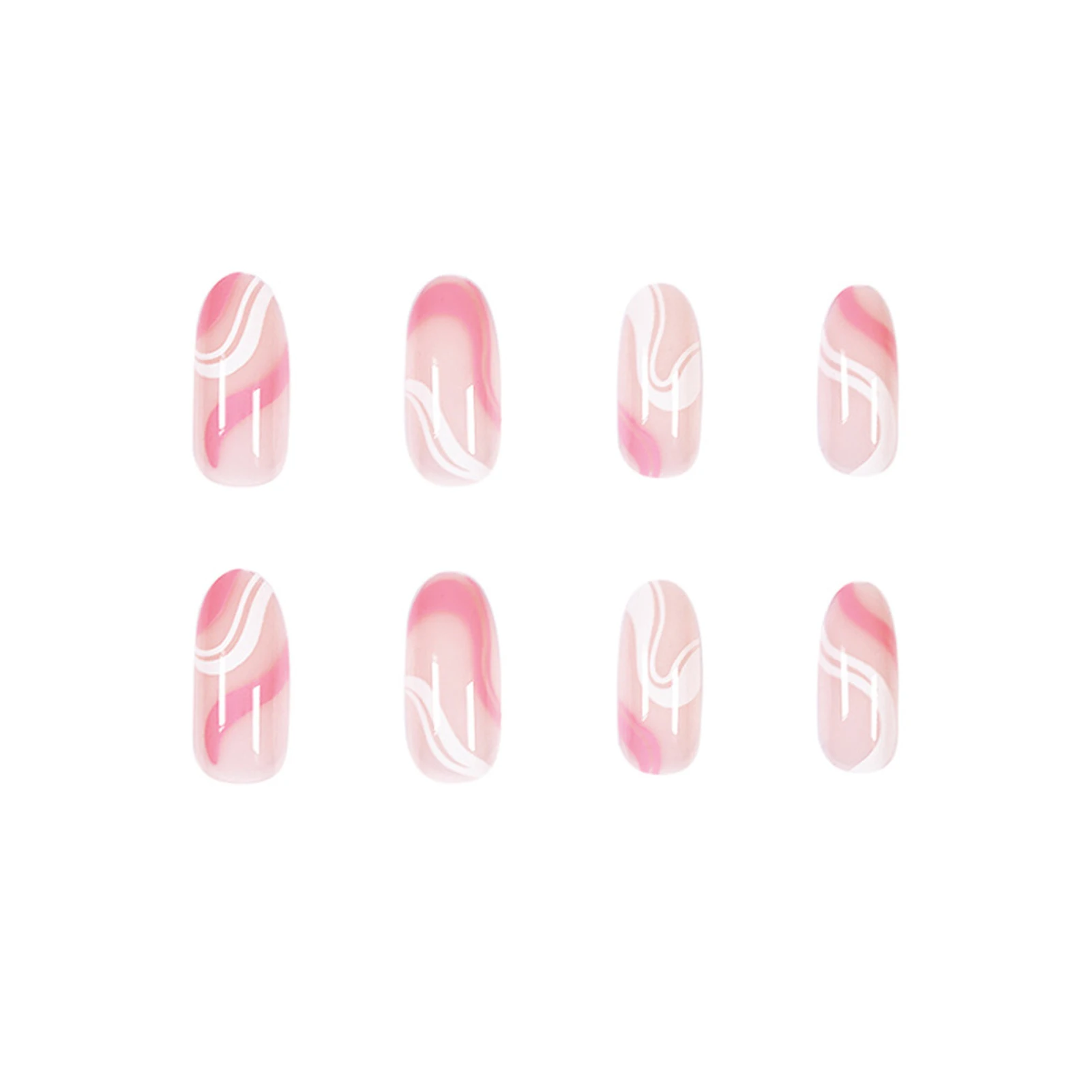 

24pcs Simple Pink Wear Short Paragraph Fashion Manicure Patch False Nails Save Time Wearable Nail Patch STTX889