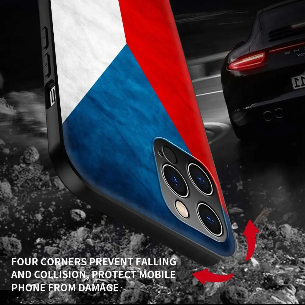 

For iPhone 11 12 Pro Max Silicone Shell For iPhone 12 Mini 7 8 Plus XR XS Max X SE Phone Case Back Cover Czech Republic Flag