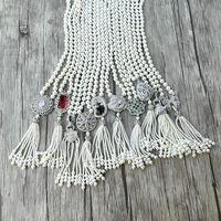 1pcs handmade charm pendant zircon cz micro pave connector shell pearl beads chain tassels women jewelry necklace