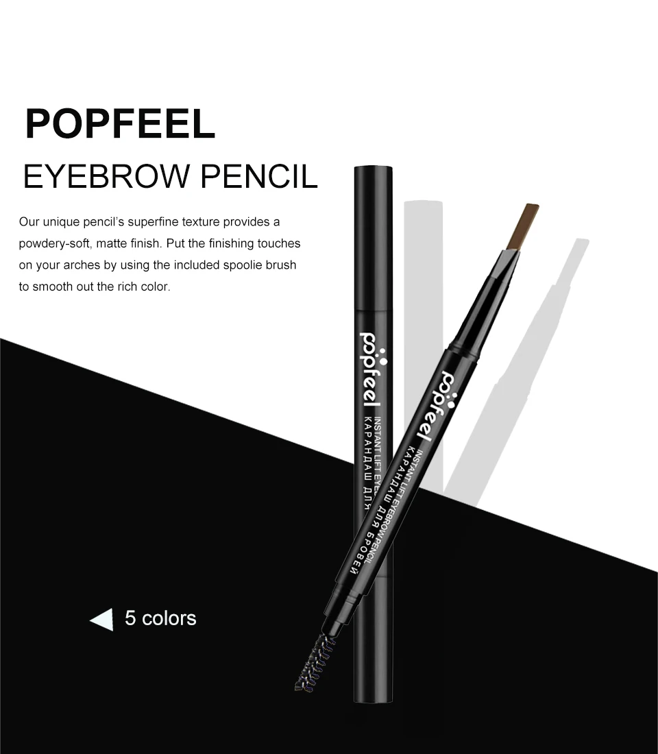 POPFEEL 5 Color Tint Makeup Auto Eyebrow Pencil Natural Eyebrows+ Waterproof Eyebrow Powder Long Lasting Eye Makeup Brow Shades