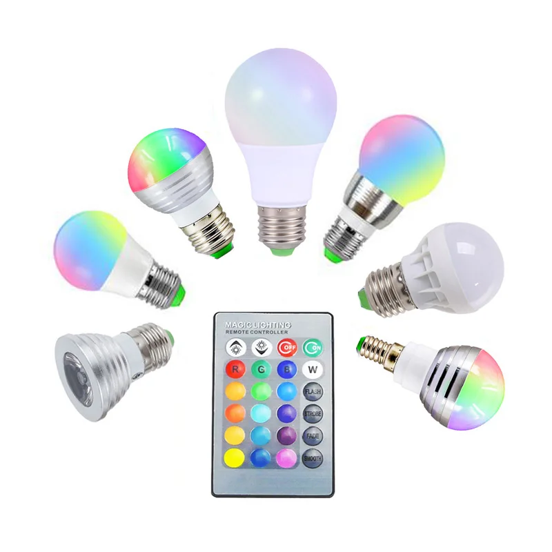 E27 RGB светодиодный светильник AC85 265V E14 GU10 3 Вт 5 10 Светодиодный прожектор