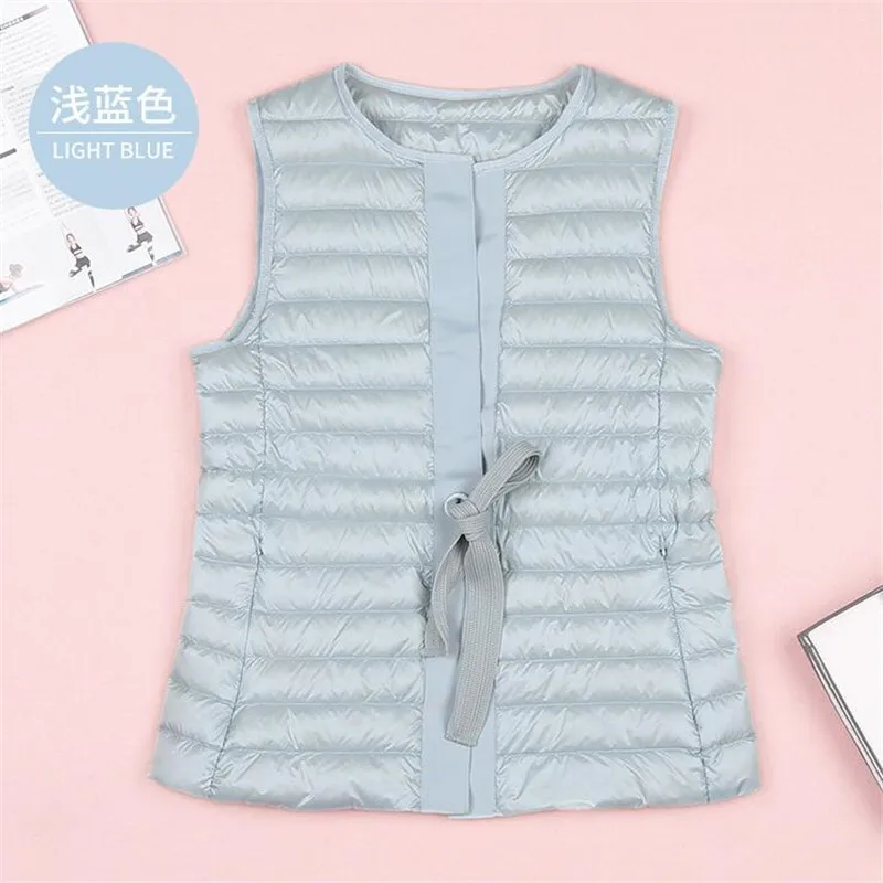Новый женский белый жилет 90% 2020 ультра-светильник на утином пуху элегантная