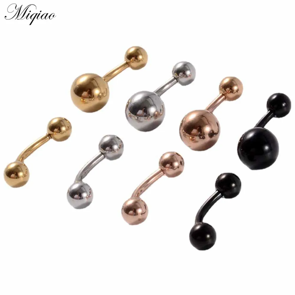 

Miqiao 10pcs New Product Simple Stainless Steel Curved Rod Ball Threaded Belly Button Ring Human Body Piercing Jewelry