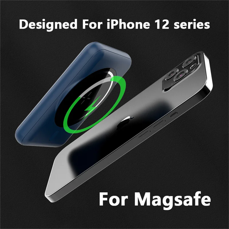 Новинка 2021 Magsafe Беспроводная зарядка Магнитный внешний аккумулятор 20000 мАч для