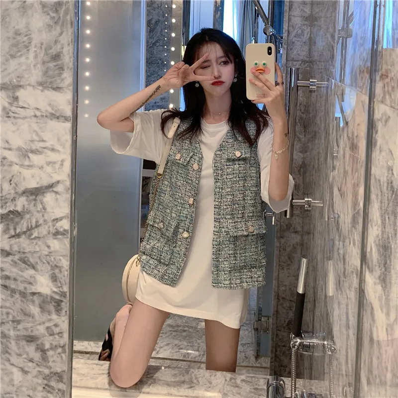 Новинка 2020 летняя женская куртка без рукавов с v образным вырезом шикарный модный