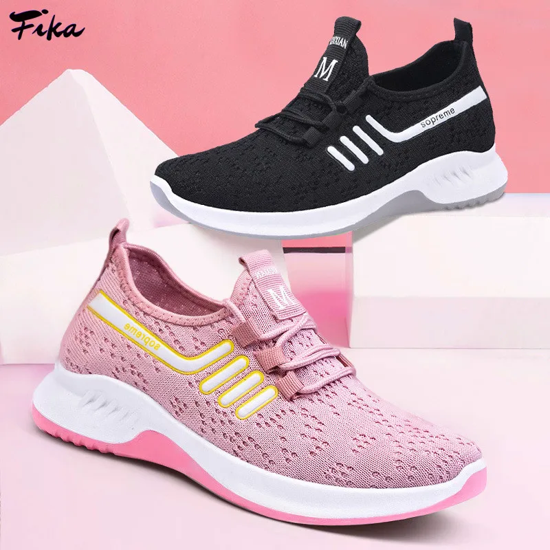 

2021 New Women Flats Shoes Casual Ladies Shoes Lace-Up Female Mesh Breathable Tenis Ladies Black Sneakers Zapatillas Mujer