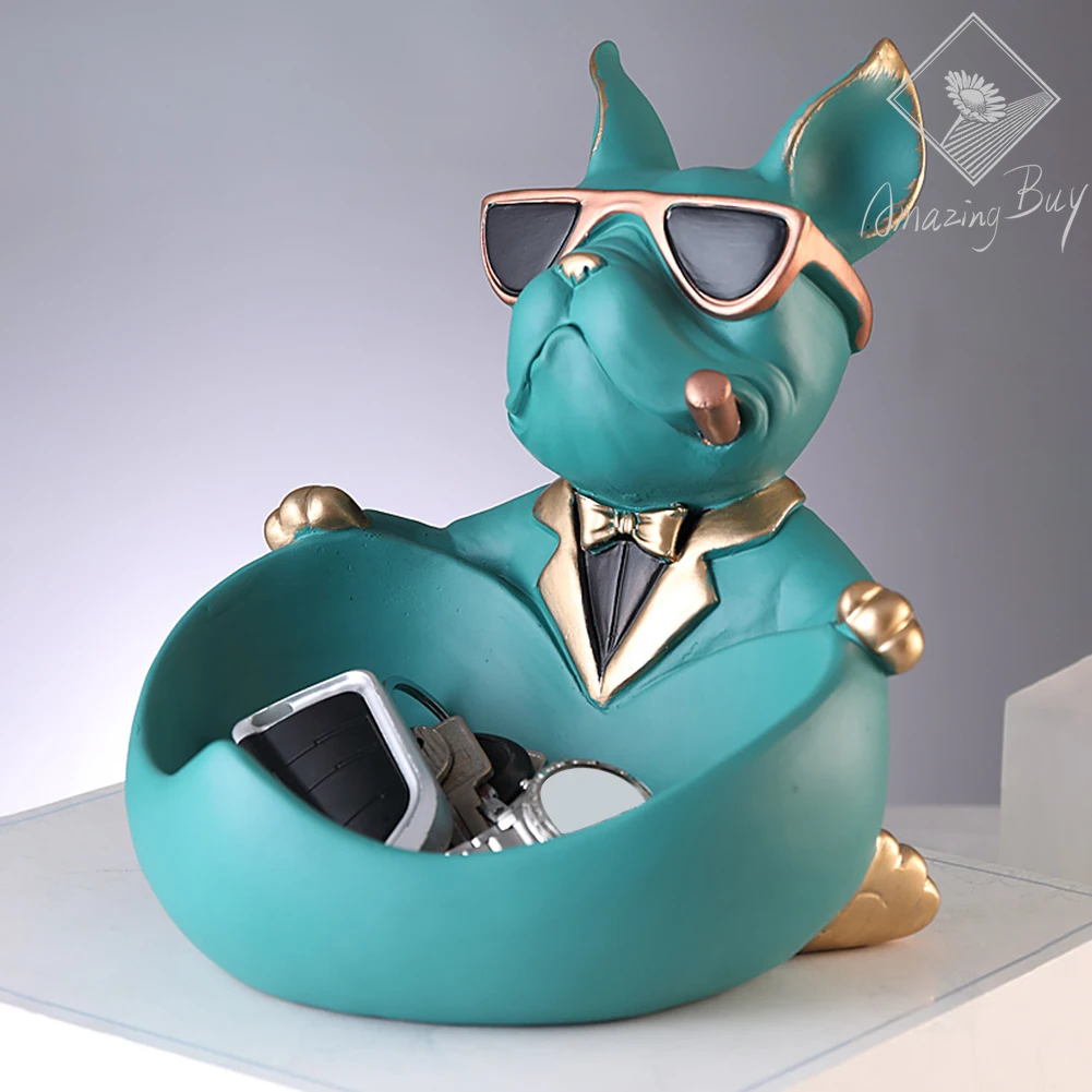 

Home French Bulldog Statue Storage Porch Shoe Cabinet Key Remote Control Dog Animal Figurine Sculpture Storage Craft Dropship