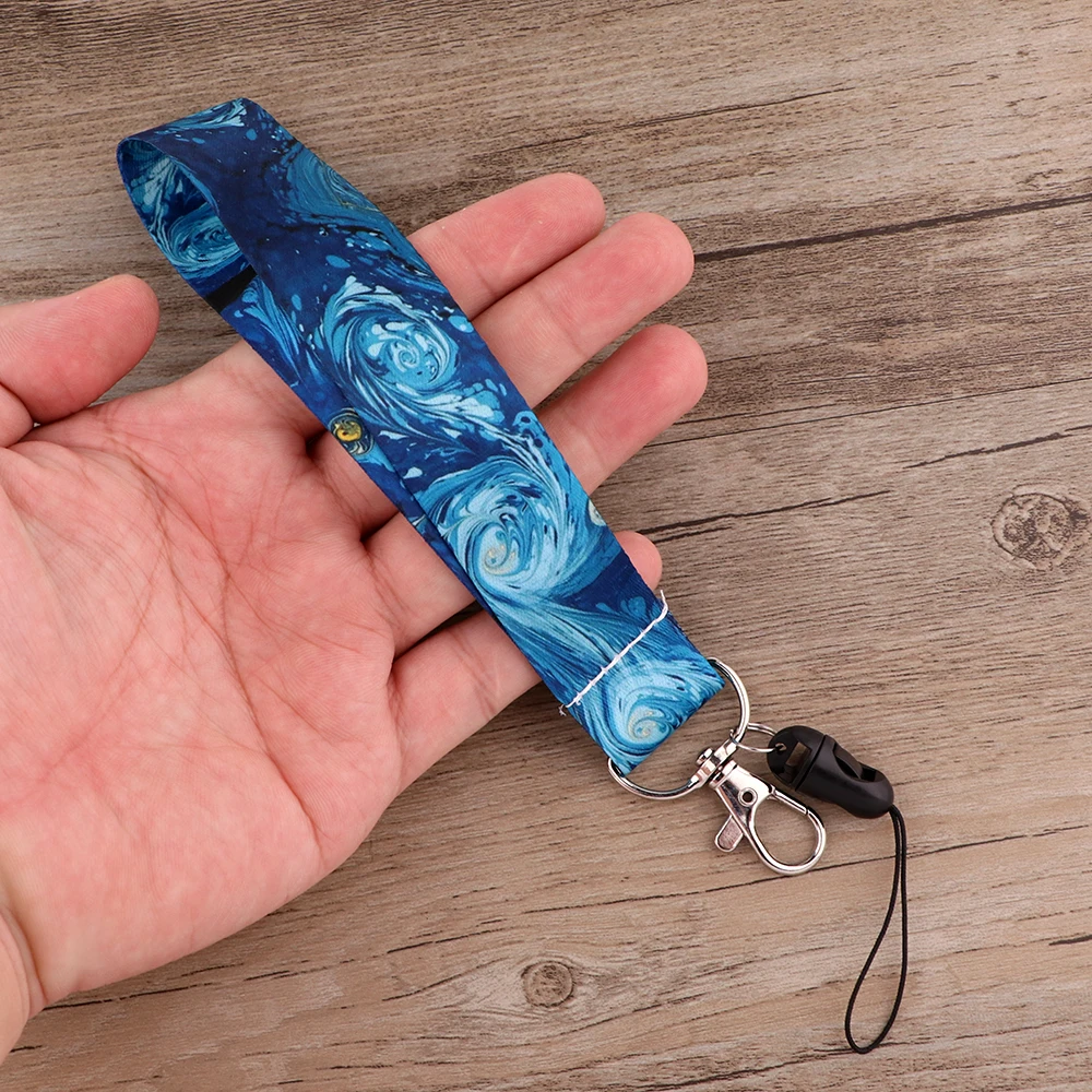 

JF831 Oil Painting Art Keychain Neck Strap Lanyards for Keys ID Card Passport Gym Cellphone USB Badge Holder DIY Hanging Rope