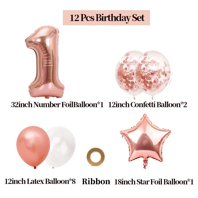 13 шт. розы украшения для вечеринки в честь Дня рождения дети маленькая девочка 1 2 3