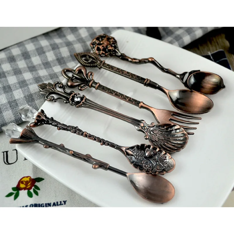 6 шт. Комплект посуды винтажная вилка из цинкового сплава с хрустальной головкой
