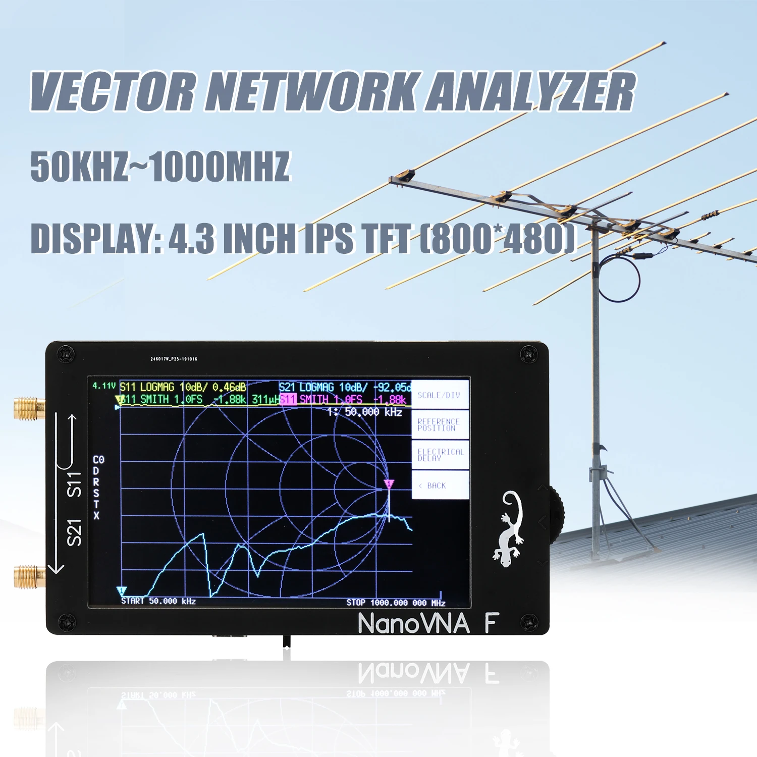 NanoVNA-F векторный сетевой анализатор КСВ метр 50 кГц-1000 МГц ips TFT цифровой сенсорный