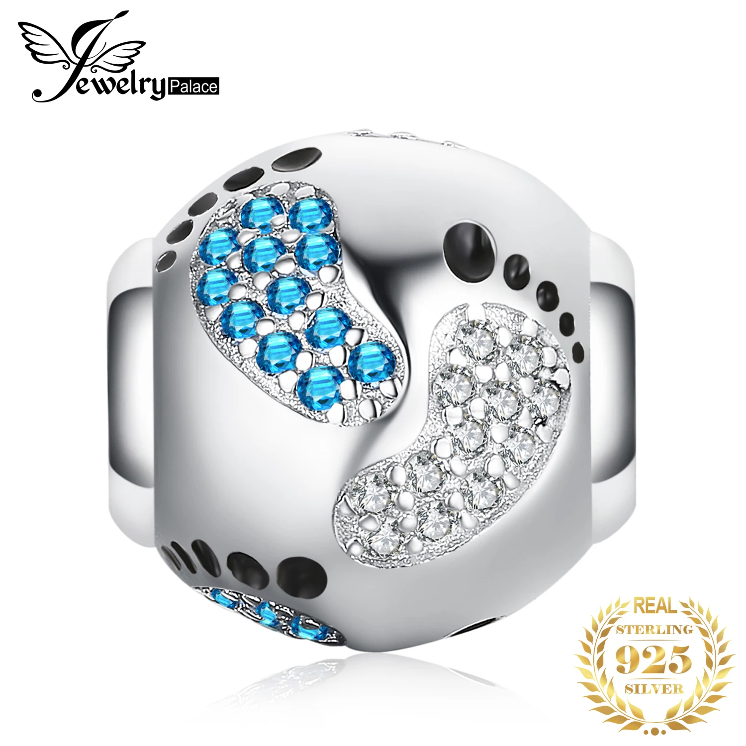 

JewelryPalace Footprint 925 Sterling Silver Bead Charms Silver 925 Original For Bracelet Silver 925 original Bead Jewelry Making
