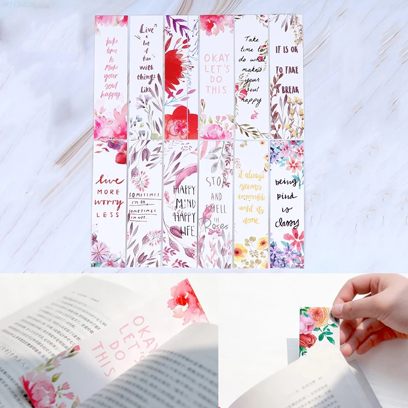 

30pcs/set Flowers Bookmarks Message Cards Book Notes Paper Page Holder for Books