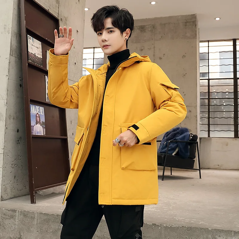 2019 зимняя повседневная куртка с капюшоном мужская пуховая большого размера мода