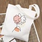 Холщовая сумка-шоппер для женщин, Женская хлопковая тканевая Наплечная Сумочка с цветочным принтом, эко-сумка-тоут, многоразовые покупатели с индивидуальным логотипом
