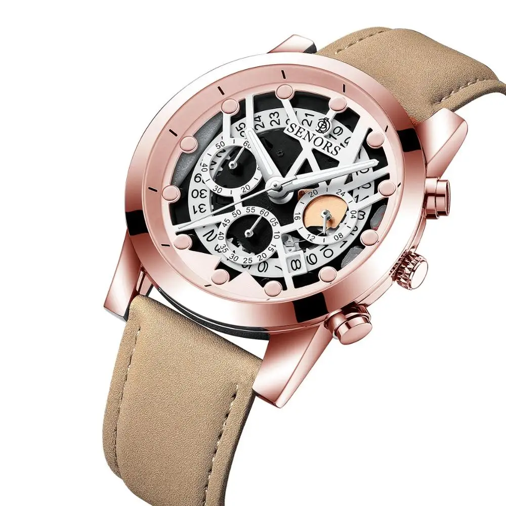 

SENORS SN191Luxury Brand Men Analog Digital Leather Sports Watches Men's Army Military Watch Man Quartz Clock Relogio Masculino