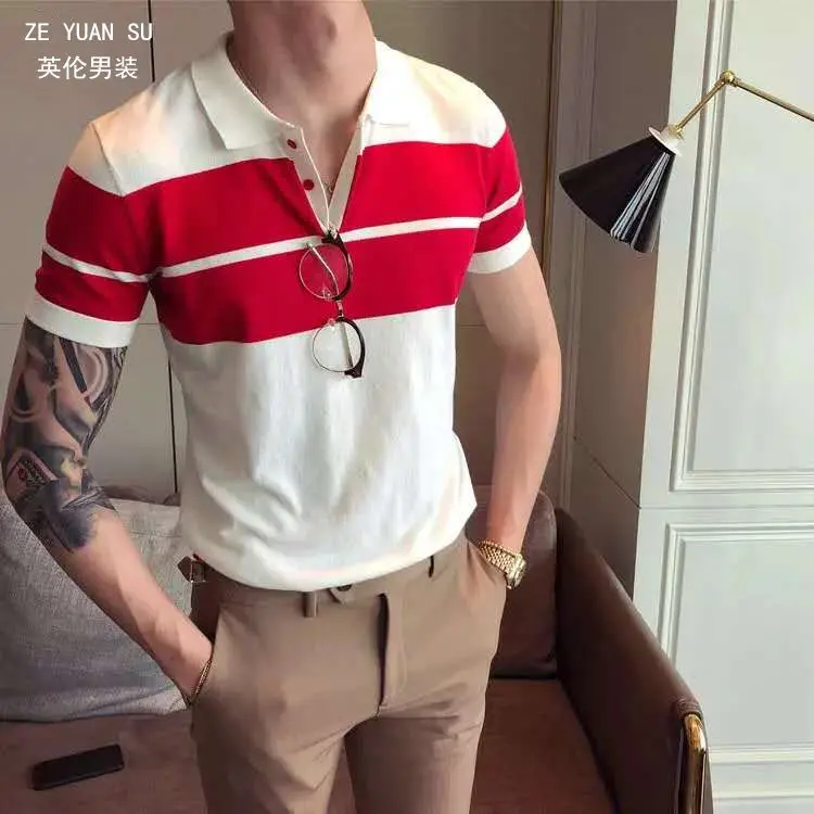 

Fall 2021 Korean fashion men's Polo Shirt, Polo shirt, Polo shirt, short sleeve knit t-shirt, base shirt