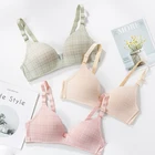 Регулировать комфорт бесшовный бюстгальтер без косточек большого размера модная клетчатая спортивный бюстгальтер для девочек переходного возраста от женские тонкие дышащие Беспроводной пуш-ап эластичный лифчик сексуальное женское белье