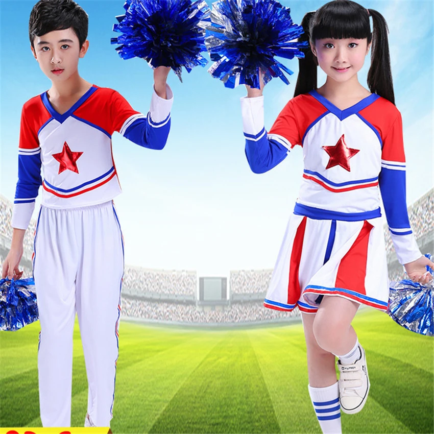 Boy Gril Student Cheerleader Teenagers School Uniform Skirt Kid Dance Costume Gymnastics Children Performance Clothing 110-160CM
