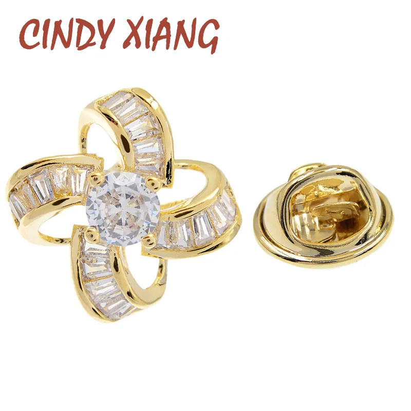 

CINDY XIANG New Arrival Cubic Zirconia Flower Collar Pins For Women Girl Small Shirt Coat Brooches Party Wedding Jewelry Gifts