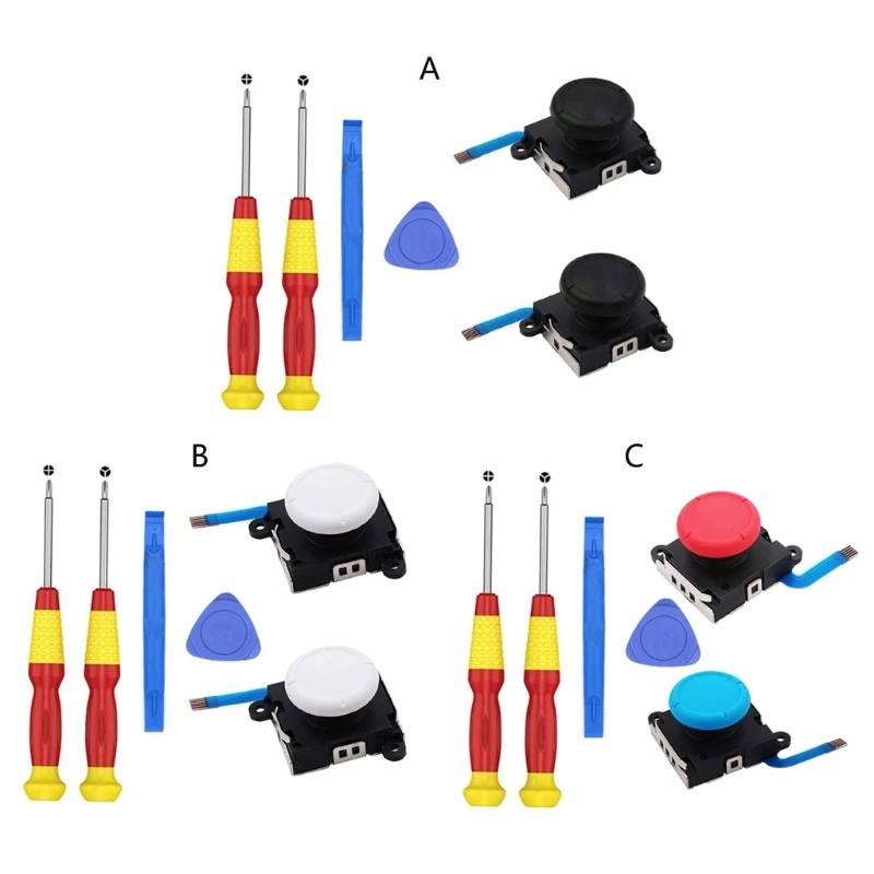 

C1FB 3D Replacement Left & Right Handle Remote Sensing Joystick+Screwdriver Joystick Analog Rocker Stick for Nintend Joy-Con /