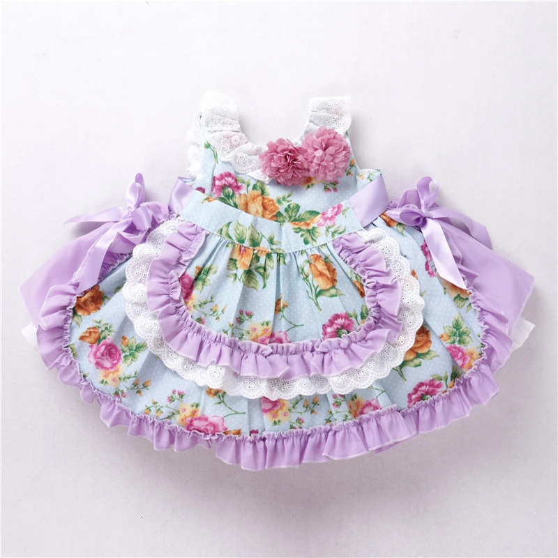 Испанское платье для маленьких девочек винтажная одежда с цветочным принтом и