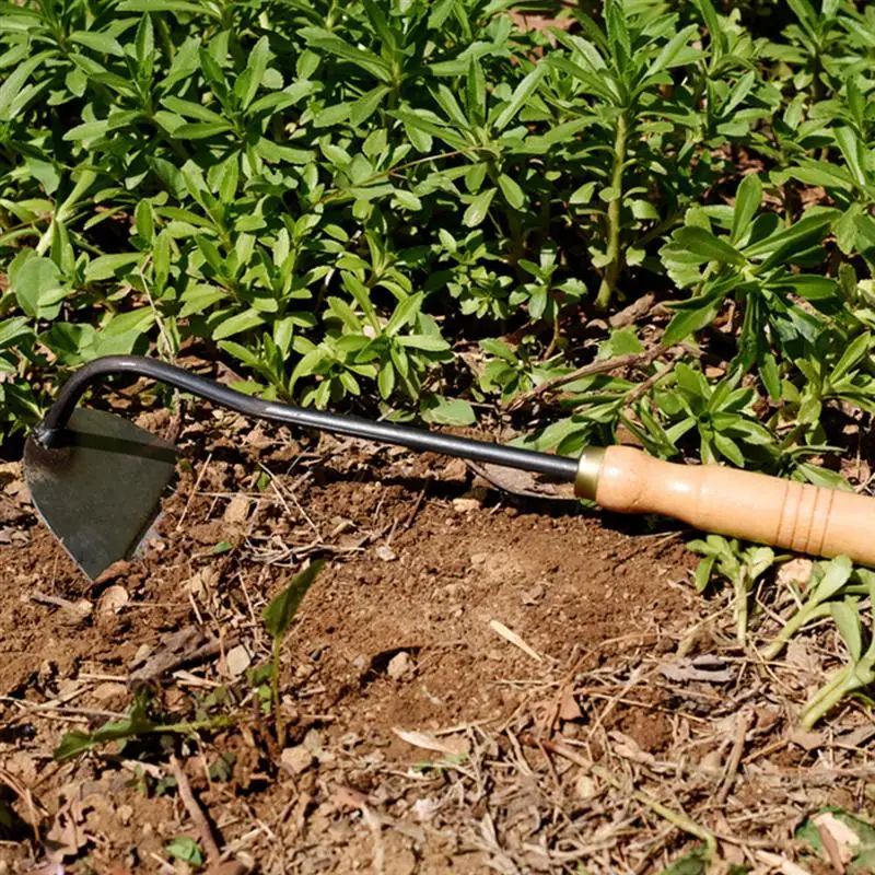

Wooden Handheld Bent-neck Hoe Iron Farm Garden Tool Weeding Accessories