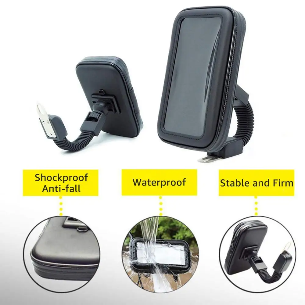 motorcycle telephone holder support moto bicycle rear view mirror stand mount waterproof scooter motorbike phone bag for samsung free global shipping