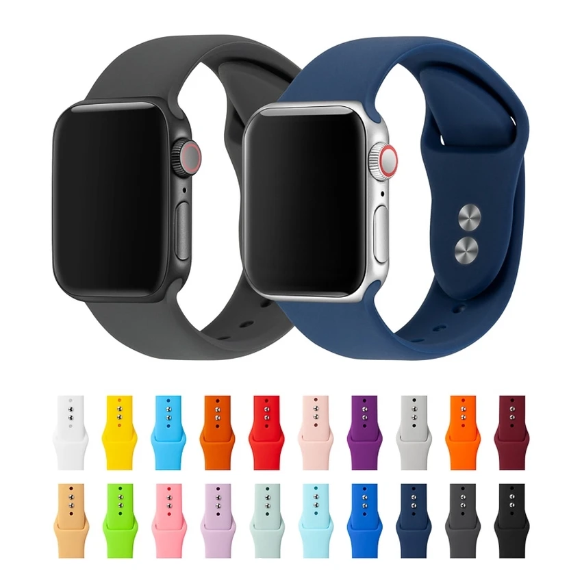 

Soft Silicone Band for Apple Watch SE Series 6 5 4 3 2 1 38mm 42mm Rubber Watchband Strap for iWatch 4/5 40mm 44mm