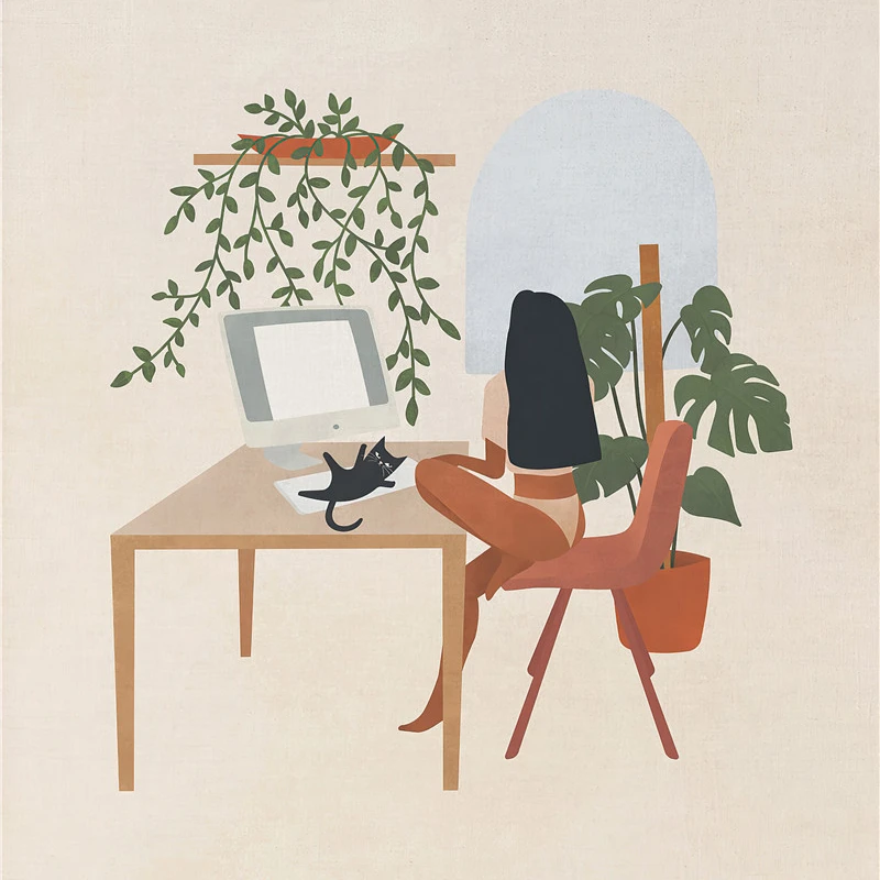 

Simple poster small fresh tropical green plant figure living room frameless mural Yoga Morandi color niche art home decoration