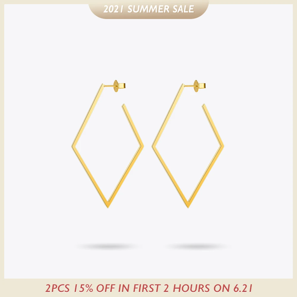 Женские серьги подвески из нержавеющей стали золотистого цвета|rhombus earring|earrings