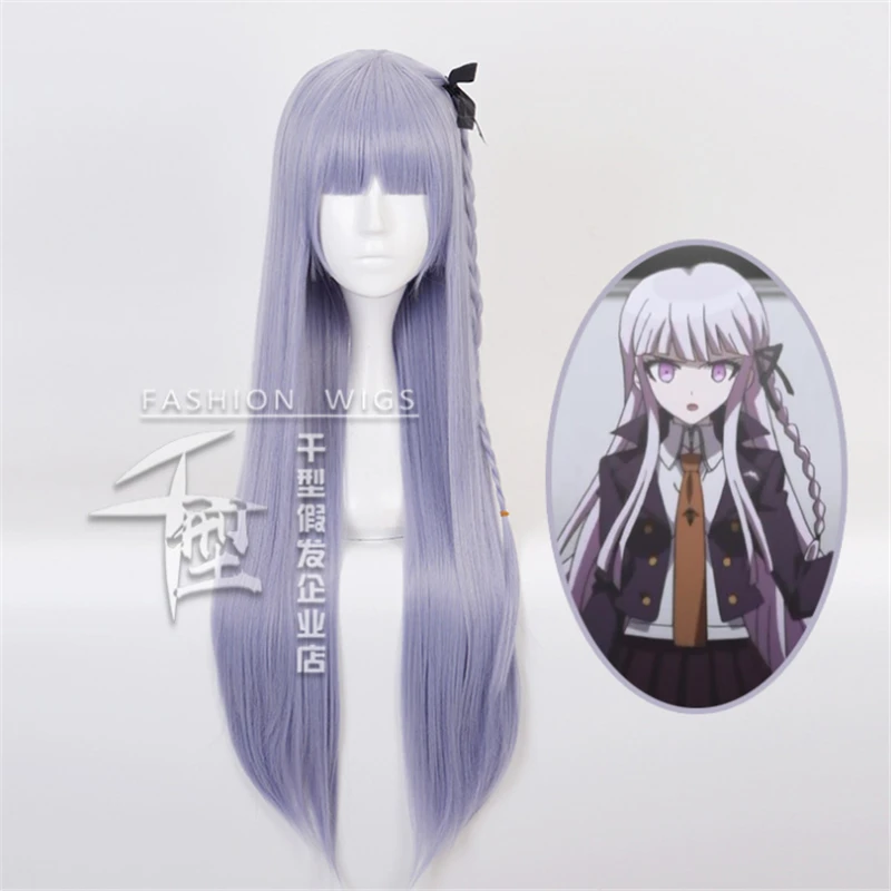 

Danganronpa: Trigger-Cosplay feliz de Havoc para mujer, pelucas de juego de rol, Cosplay de Halloween, mezcla de morado de 80cm