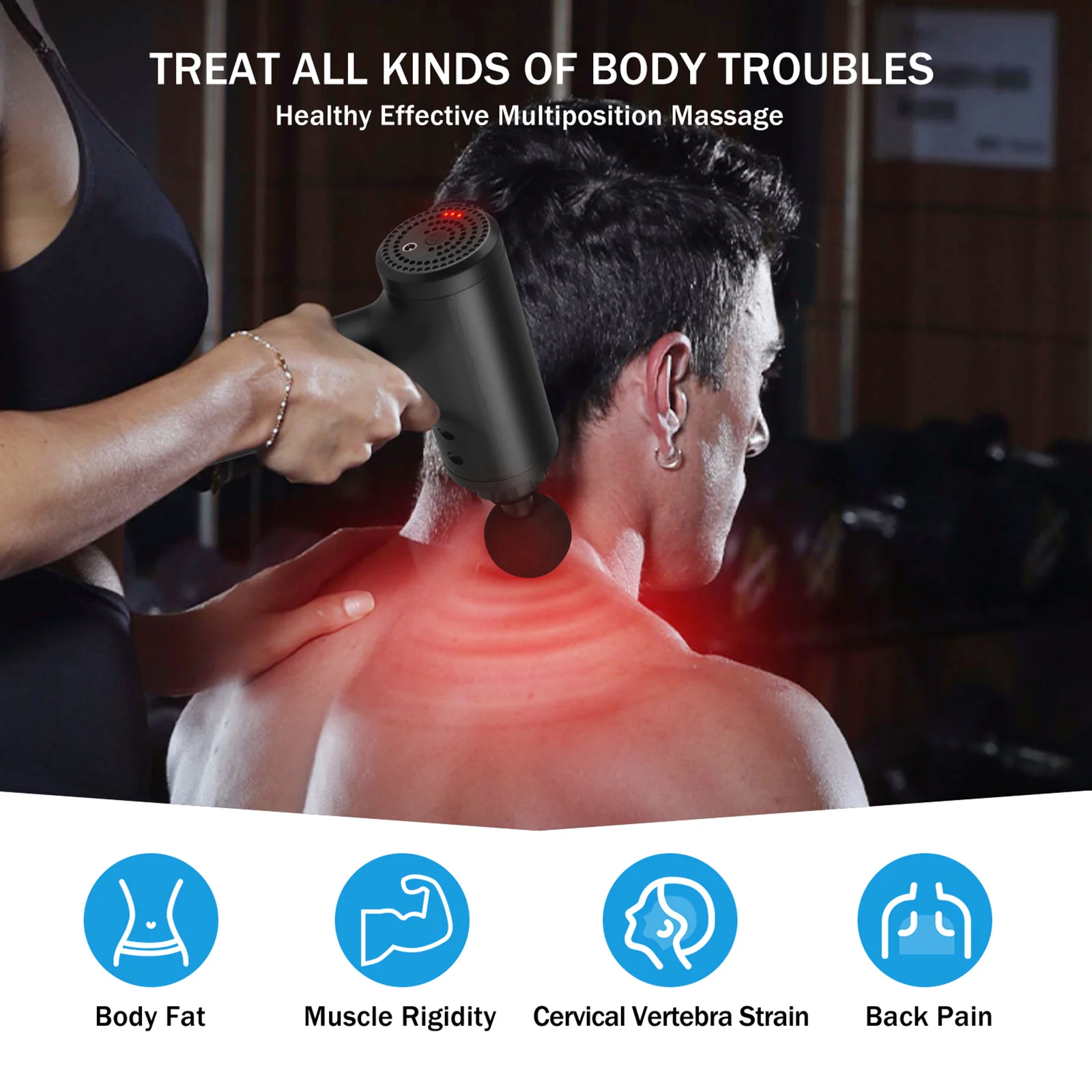 

Massage Gun 6-Level Variable Frequency Vibration Muscle Massage Gun Muscle Massager for Pain Relief with 4 Massage Head