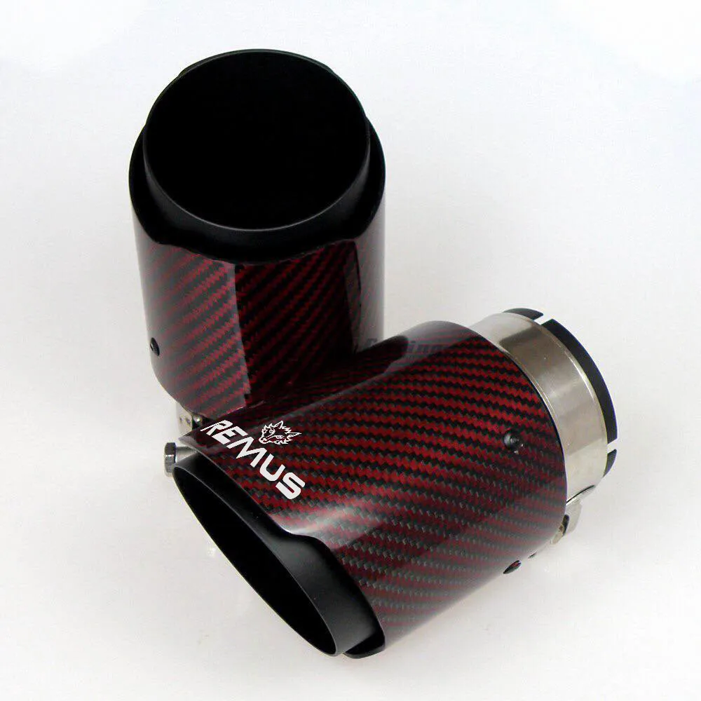 Glossy Red  Carbon Fiber Stainless steel Universal Automobile exhaust pipe Muffler Pipe  carbon fiber exhaust tips  accessories