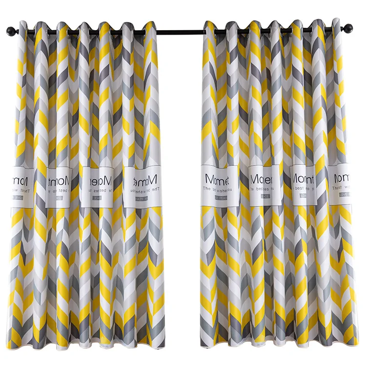 

Nordic Simple Wind Wave Printing Shading Curtains for Living Dining Room Bedroom.