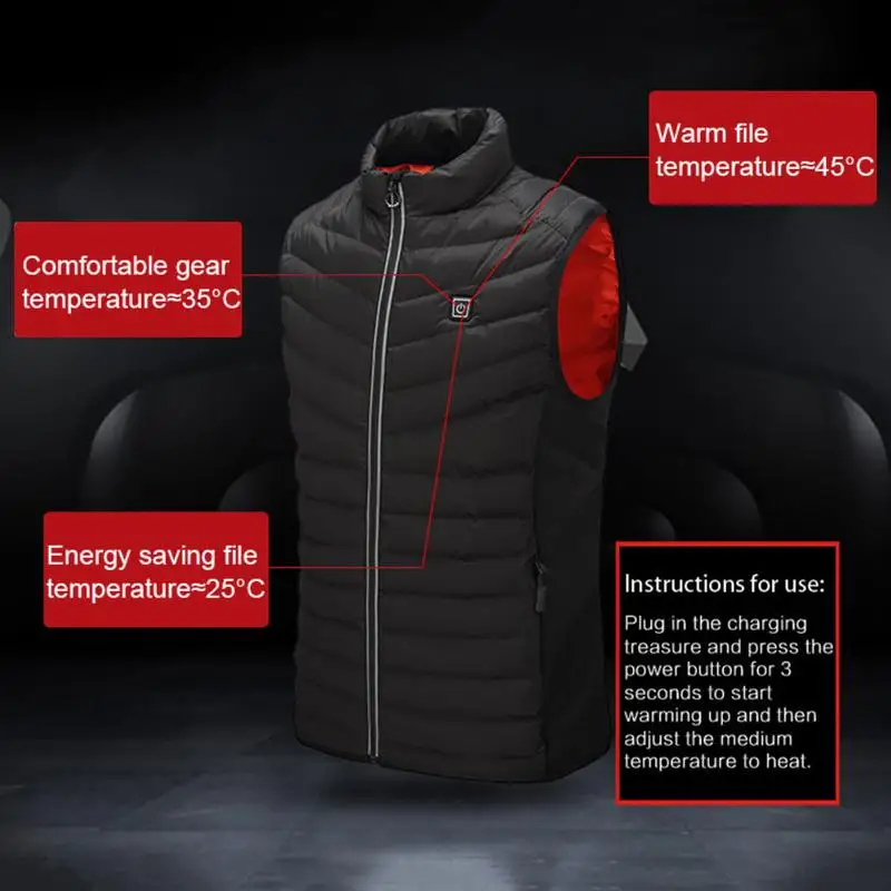 Мужской женский жилет с электрическим подогревом куртка без рукавов USB теплая