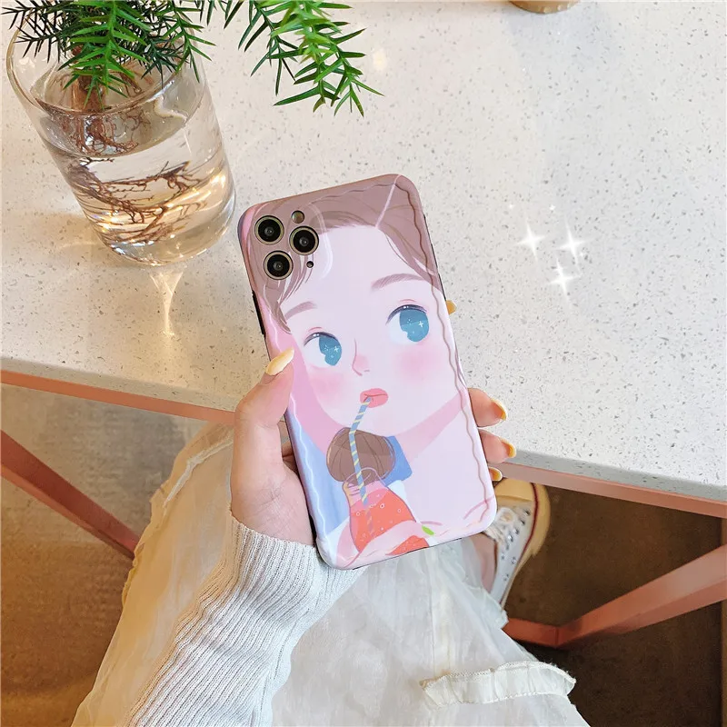 Противоударный чехол для телефона с милой мультяшной девушкой iPhone 11 Pro Max 7 8 Plus SE