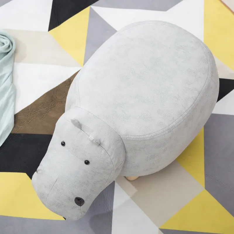 Change shoes stool creative solid wood hippo animal design storage foot decoration sofa |