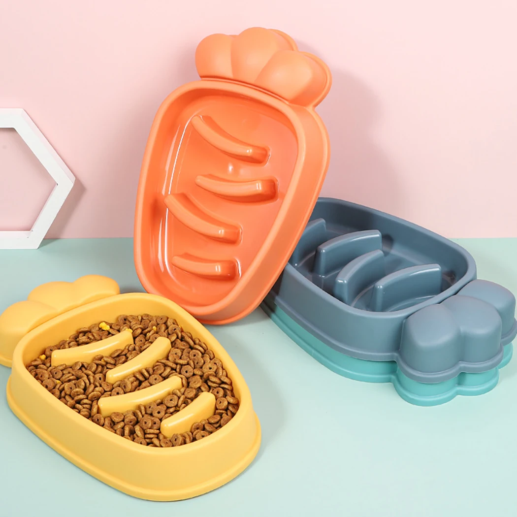 

Pet Bowl Dog Feeding Food Bowls Slow Eating Carrot Shape Plastic Anti-Choke Kitten Licking Bowl Puppy Slow Feeder Pet Dog Supply
