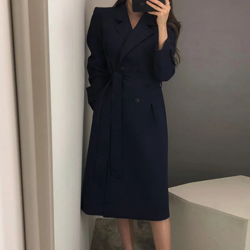Женское двубортное пальто с отложным воротником зима 2019 | Женская одежда