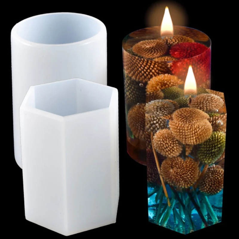 

1 шт., эпоксидная силиконовая форма, подсвечник, форма для свечей, форма для мыла, сделай сам, форма, кристалл, эпоксидный цилиндр, шестигранны...