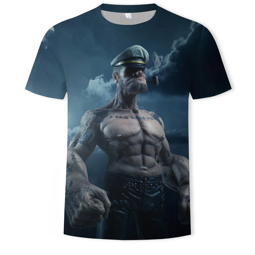 

Factory direct men's T-shirt Popeye series 3D printed T shirt men's novelty fashion t-shirt hip-hop streetwear casual summer top
